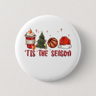 Tis the Season Xmas Christmas Basketball  6 Cm Round Badge