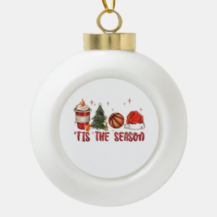 Tis the Season Xmas Christmas Basketball Ceramic Ball Christmas Ornament