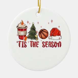 Tis the Season Xmas Christmas Basketball Ceramic Ornament