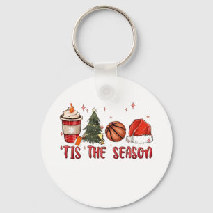 Tis the Season Xmas Christmas Basketball  Key Ring