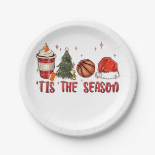 Tis the Season Xmas Christmas Basketball Paper Plate