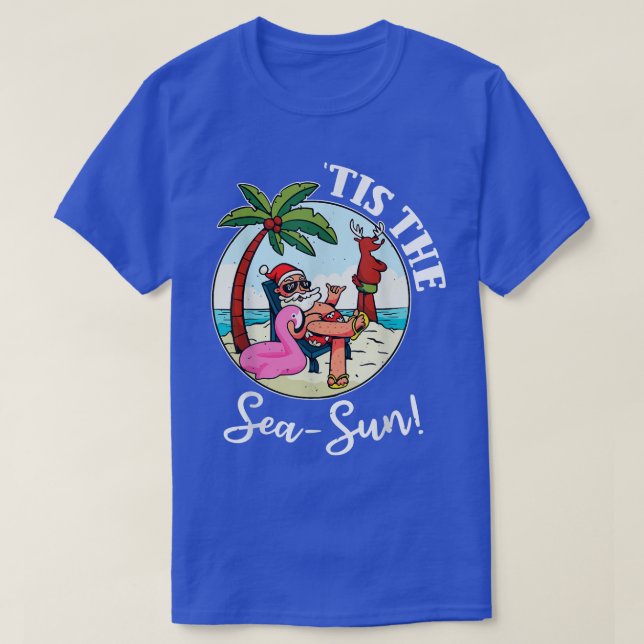 Tis the SeaSun Tropical Christmas Season Santa Fla T-Shirt (Design Front)