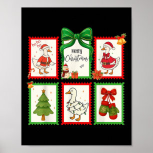 Tis The Silly Goose Season Christmas Stamps Cute G Poster