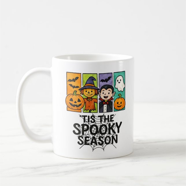 Tis The Spooky Season Halloween Vampire Pumpkin De Coffee Mug (Left)