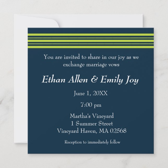 Tisbury - Navy and Green - Wedding Invitation (Front)
