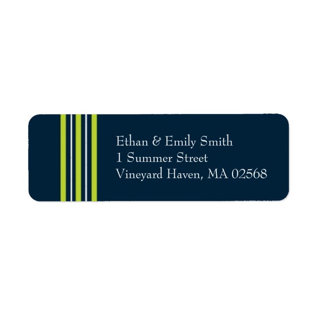 Tisbury - Navy Green White - Return Address Lable Label (Front)