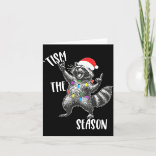 Tism The Season Raccoon Rock Santa Hat Autism Chri Card