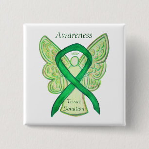 Tissue Donation Green Awareness Ribbon Angel Pins