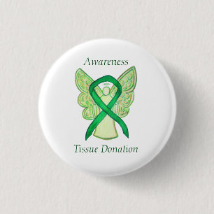 Tissue Donation Green Awareness Ribbon Angel Pins