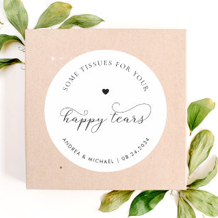Tissue For Your Happy Tears Delicate Wedding Heart Classic Round Sticker