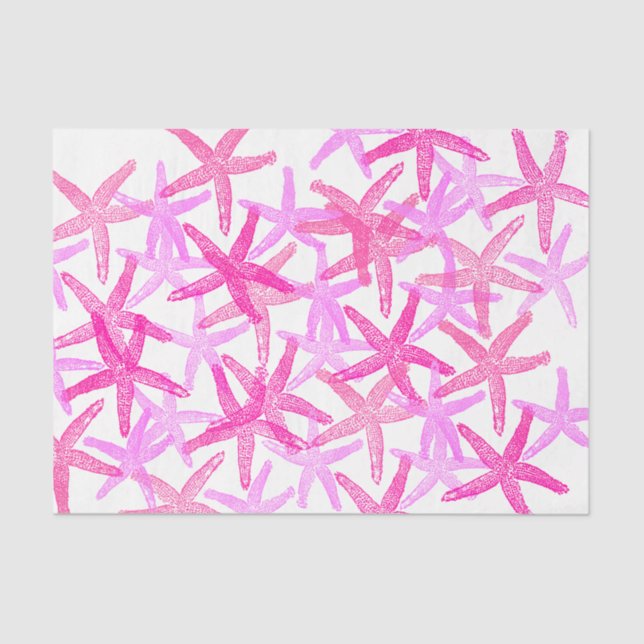 Tissue gift paper  Nautical starfish pink white (Front)