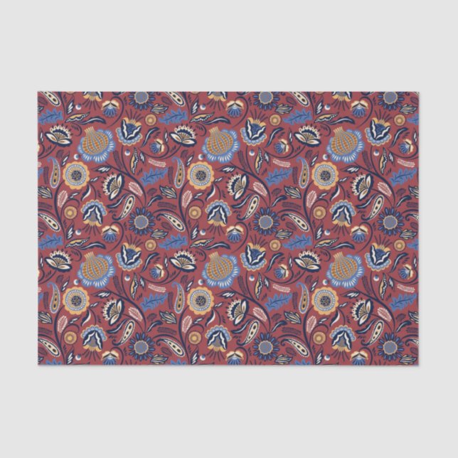 Tissue or Decoupage Paper - Boho Bold Floral Red (Front)