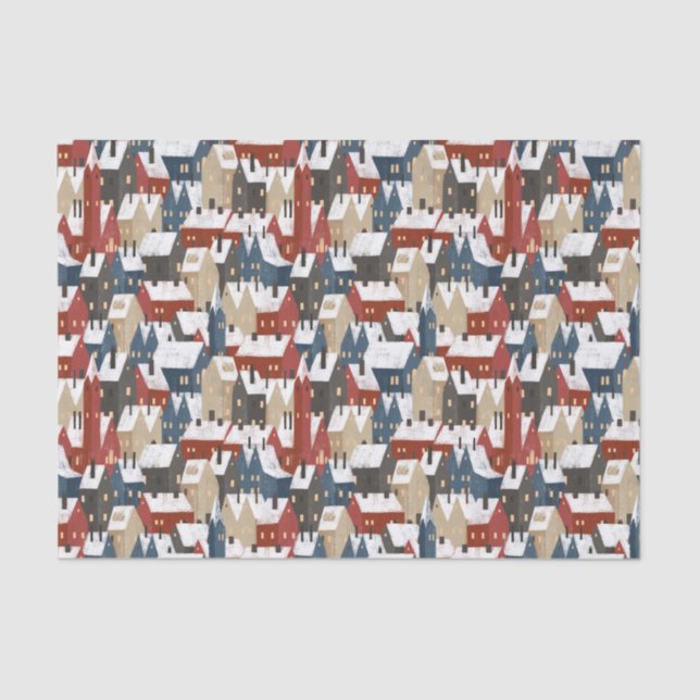 Tissue Paper (25cm x 38cm) - Christmas Houses (Front)