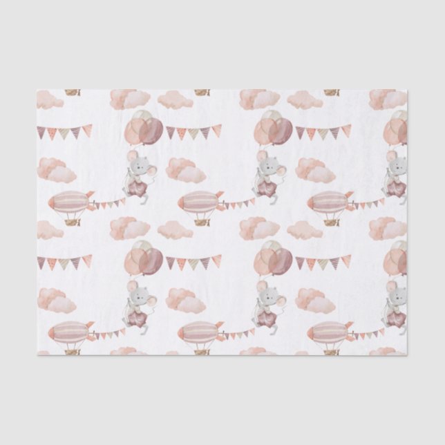 Tissue Paper (25cm x 38cm) - Mouse With Balloons (Front)