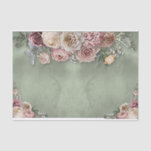 Tissue Paper 2pc Set Vintage Floral Theme in Green