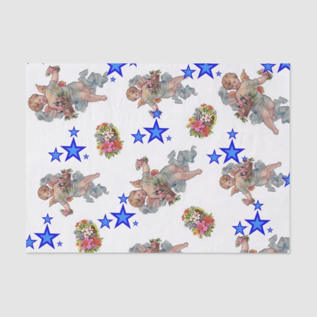 Tissue Paper Angel Blue Stars (Front)