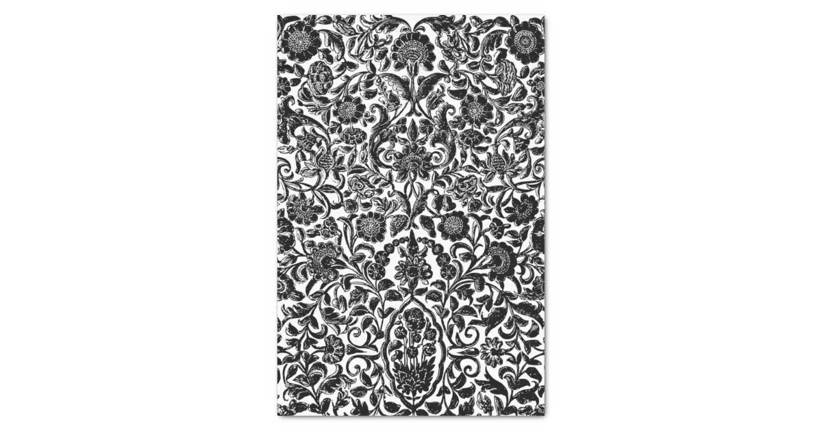 Tissue Paper Antique Floral Decoupage Black White Zazzle