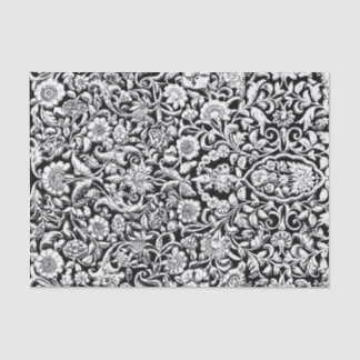 Tissue Paper Antique Floral Decoupage white black