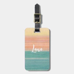 Tissue paper art sunset custom design luggage tag