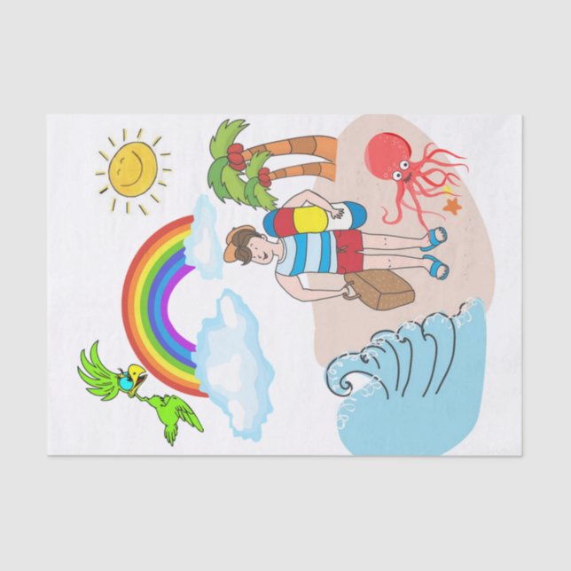 Tissue Paper Beach Fun Octopus Rainbow (Front)