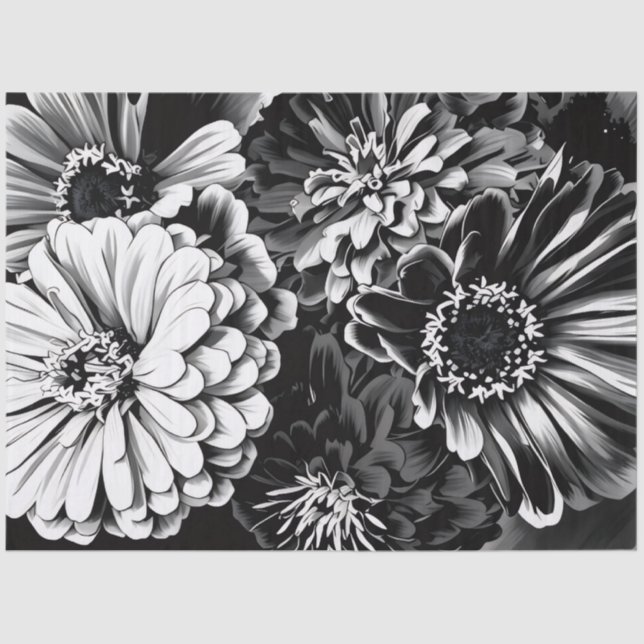 Tissue paper black and white flowers (Front)