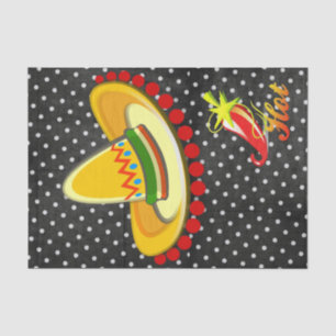 Tissue Paper Black White Polk a dot, Hot Peppers