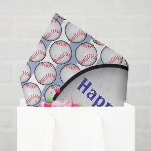 Tissue Paper Blue Baseball Happy Birthday 