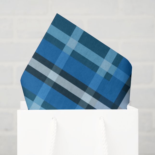 Tissue Paper Blue Tartan Plaid Check Pattern (Gift Bag)