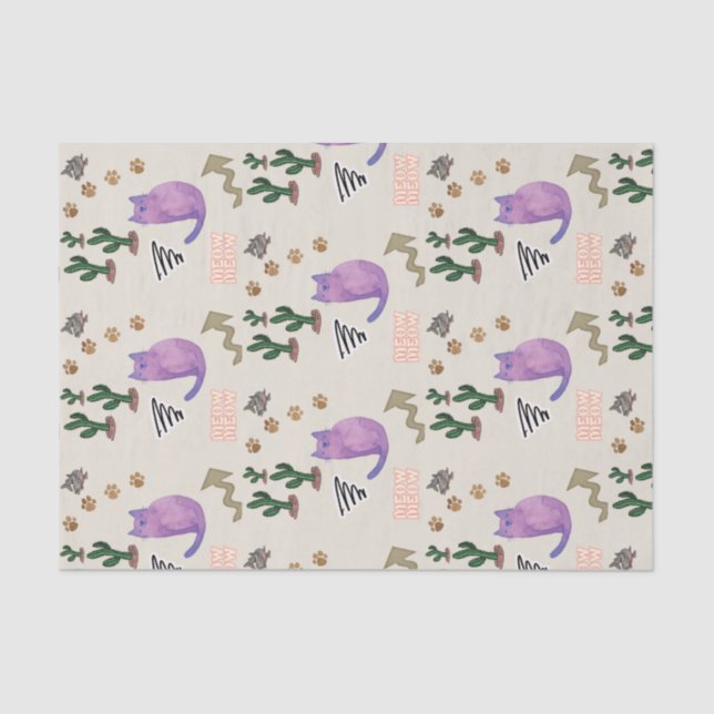 Tissue Paper Cat Fish Cactus Meow Paws (Front)