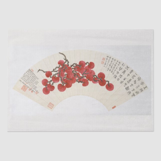TISSUE PAPER : CHINESE PAINTING : LYCHÉES (Front)