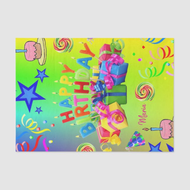Tissue Paper Colourful Happy Birthday (Front)