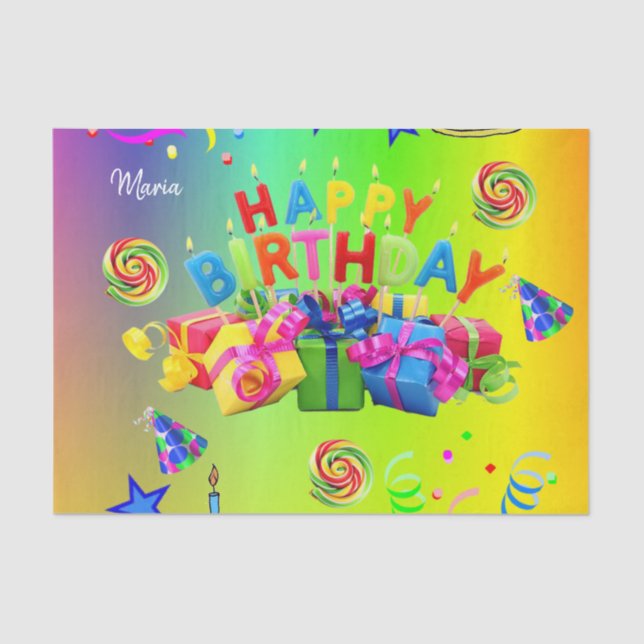Tissue Paper Colourful Happy Birthday (Front)