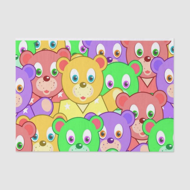 Tissue Paper, Colourful Teddy Bears Paper (Front)
