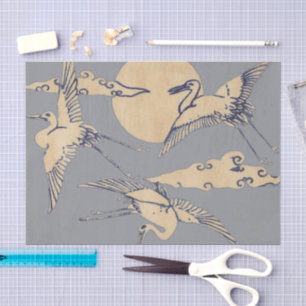 TISSUE PAPER CRANES AND CLOUDS JAPANESE