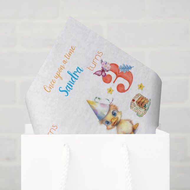 Tissue Paper Cute Chick Cake Happy Birthday (Gift Bag)