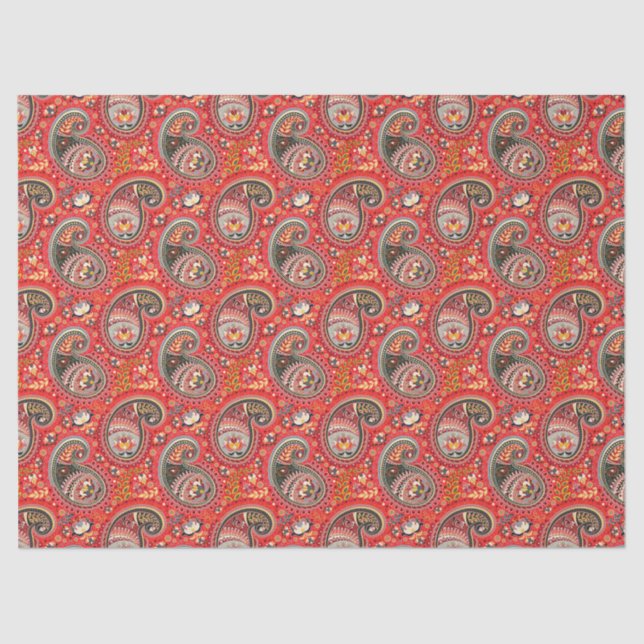 Tissue Paper Decoupage - Abstract Paisley Red (Front)