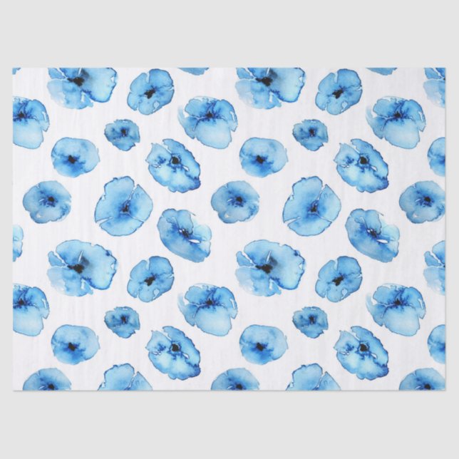 Tissue Paper + Decoupage Paper - Blue Poppies (Front)