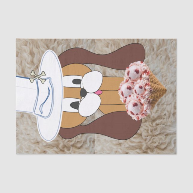 Tissue Paper Dog Strawberry Ice Cream (Front)
