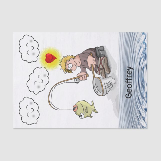 Tissue Paper Fisherman Fish Sun Clouds Fishing (Front)