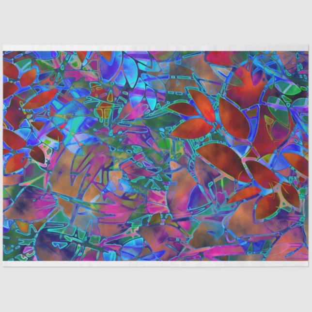 Tissue Paper Floral Abstract Stained Glass (Front)