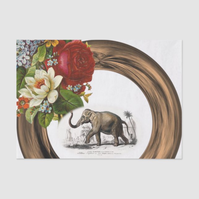 Tissue Paper Floral Elephant (Front)