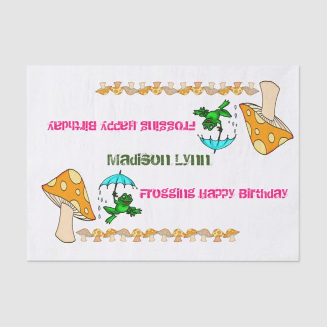 Tissue Paper Frogging Happy Birthday Mushroom (Front)