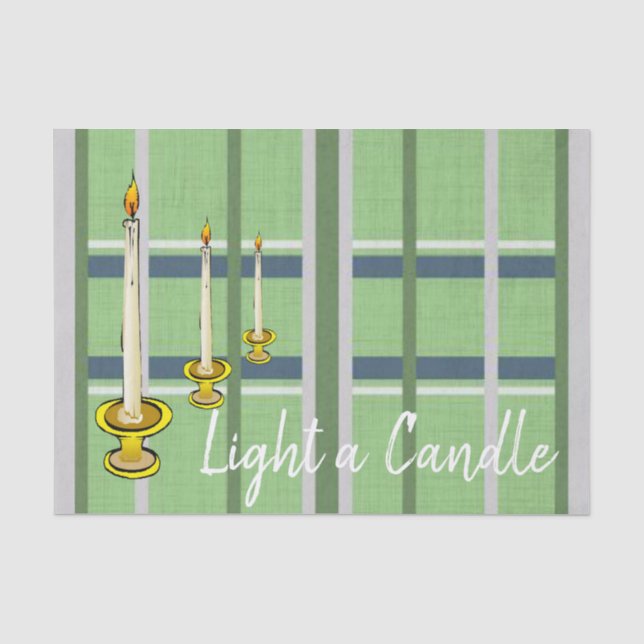 Tissue Paper Green Plaid Candles (Front)