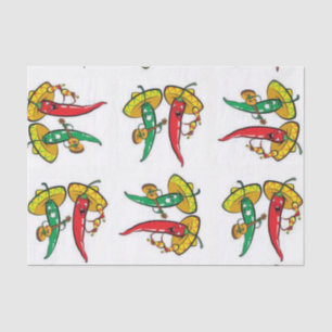 Tissue Paper Green Red Hot Peppers