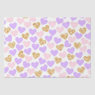 Tissue Paper/Lavender, Gold and Pink Hearts Paper