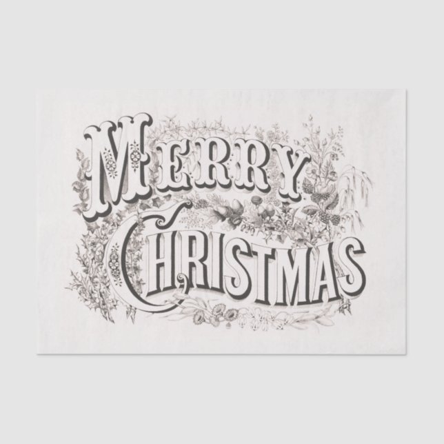 TISSUE PAPER  :  MERRY CHRISTMAS ILLUSTRATION (Front)