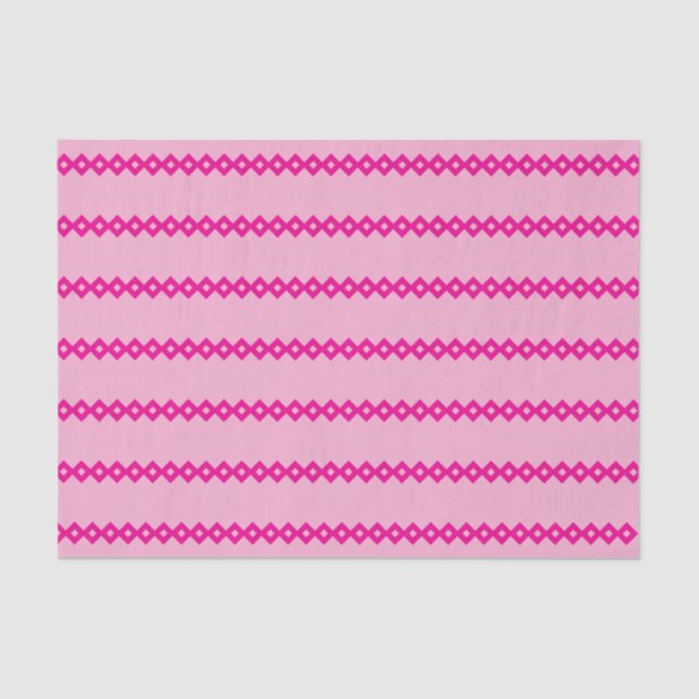 Tissue Paper - Pink Chain of Diamond Shapes (Front)
