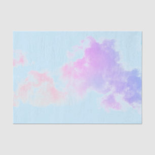 TISSUE PAPER PINK CLOUDS ON BLUE SKY
