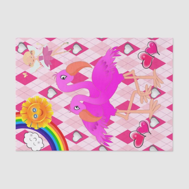 Tissue Paper Pink Fairy Flamingo Rainbow Sun (Front)