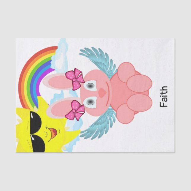 Tissue Paper Pink Rabbit Rainbow Easter (Front)
